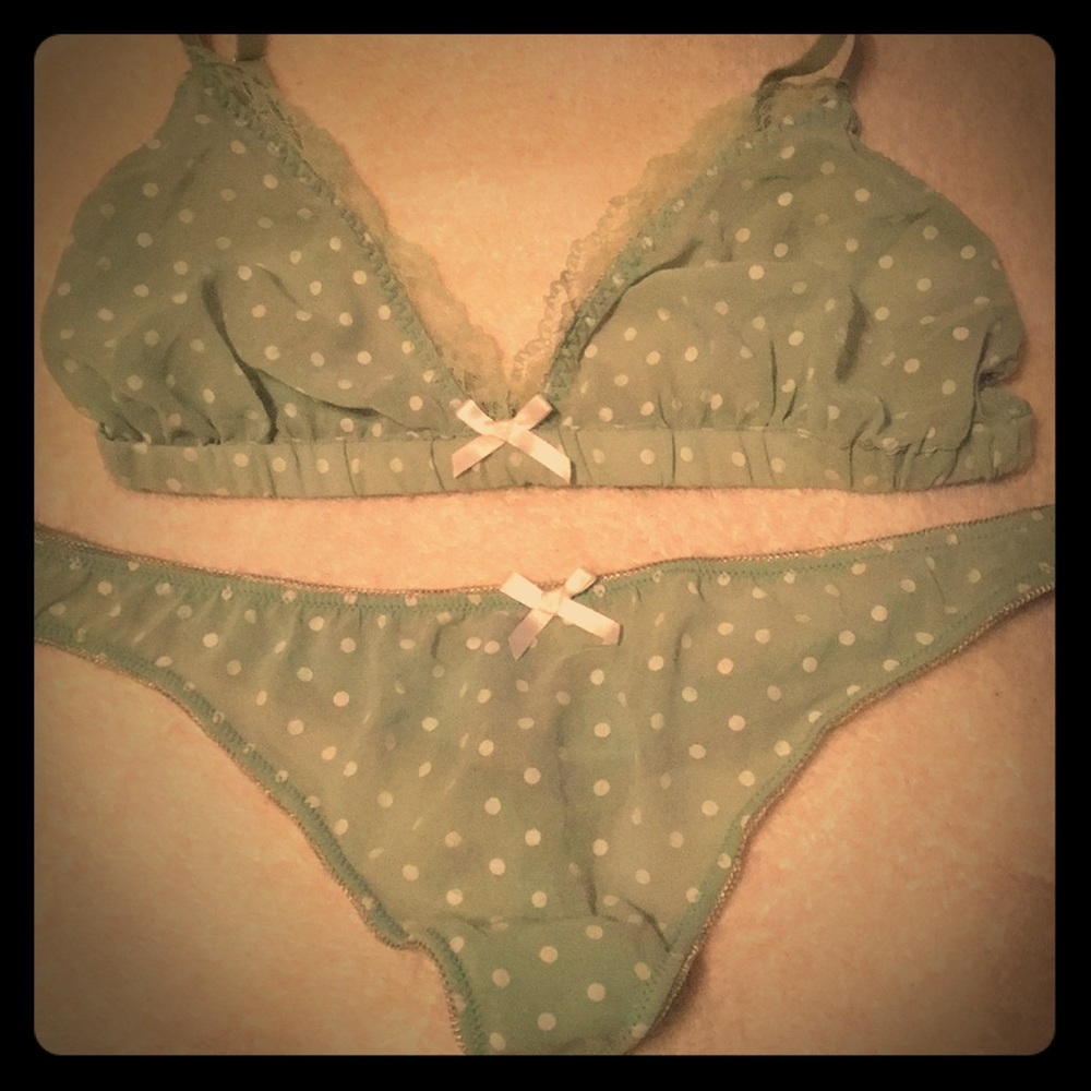 ASOS Mint Polka Dot Bralette Set m/l